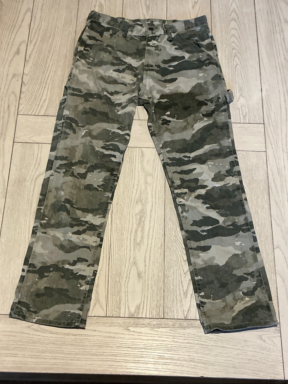 Old Navy Women's Straight Leg Camo Jeans in Green and Tan